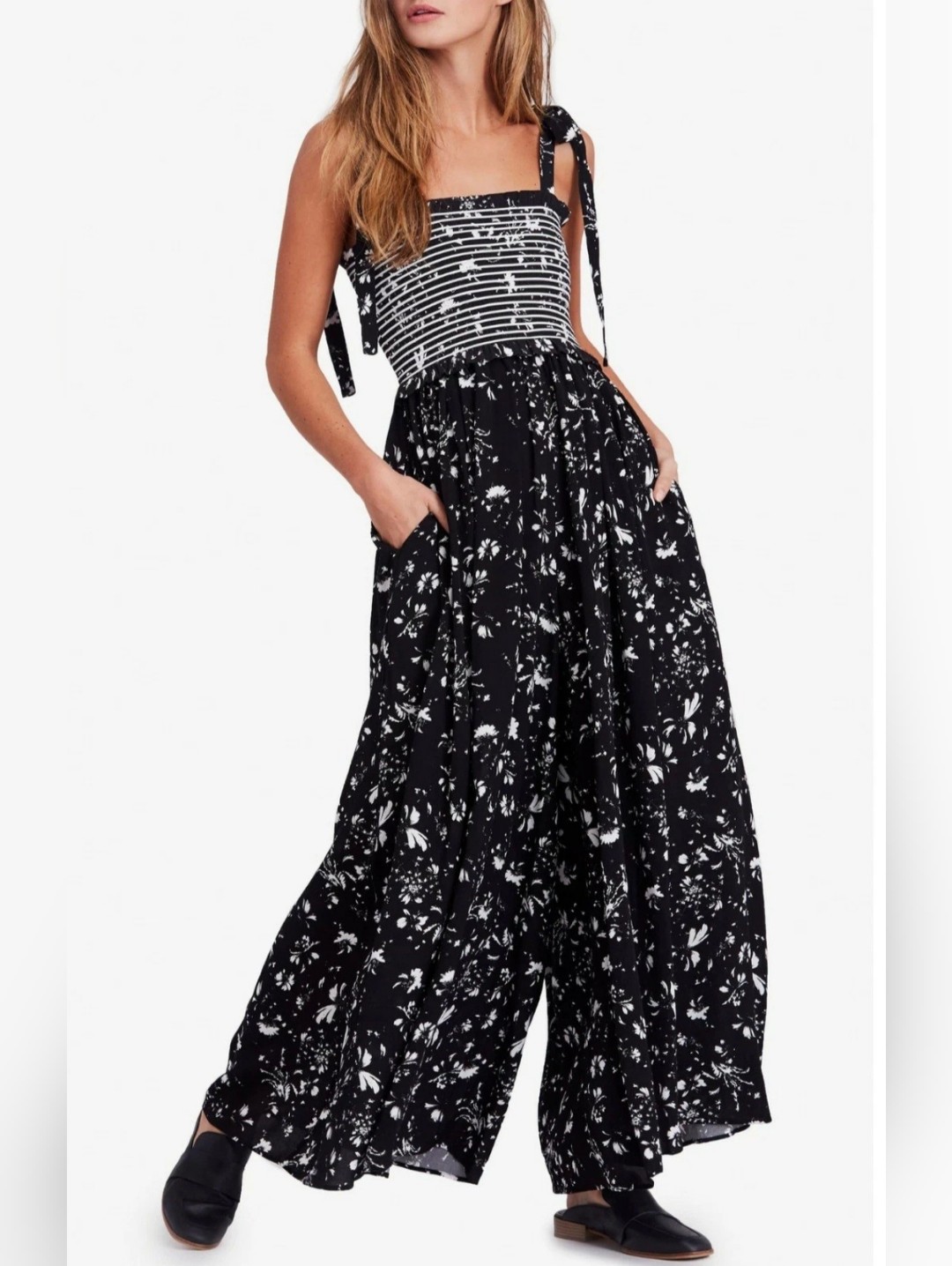 Free People Color My World Jumpsuit Black & Floral